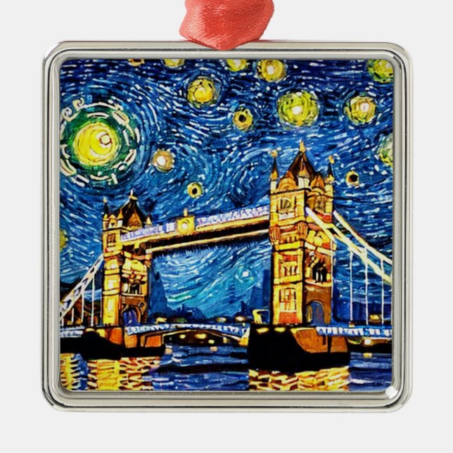 Starry Starry Night London England Metal Ornament (Front)