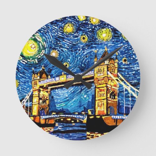 Starry Starry Night London England Round Clock