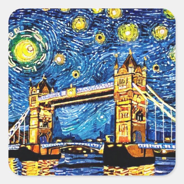 Starry Starry Night London England Square Sticker (Front)