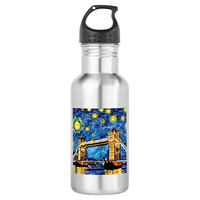 Starry Starry Night London England Stainless Steel Water Bottle (Front)
