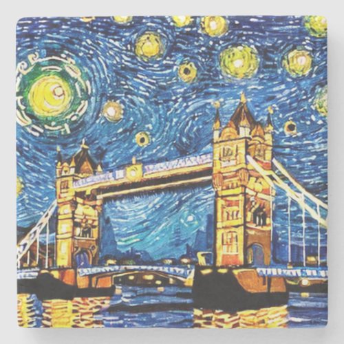 Starry Starry Night London England Stone Coaster