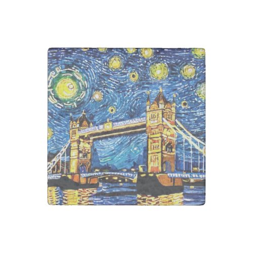 Starry Starry Night London England Stone Magnet