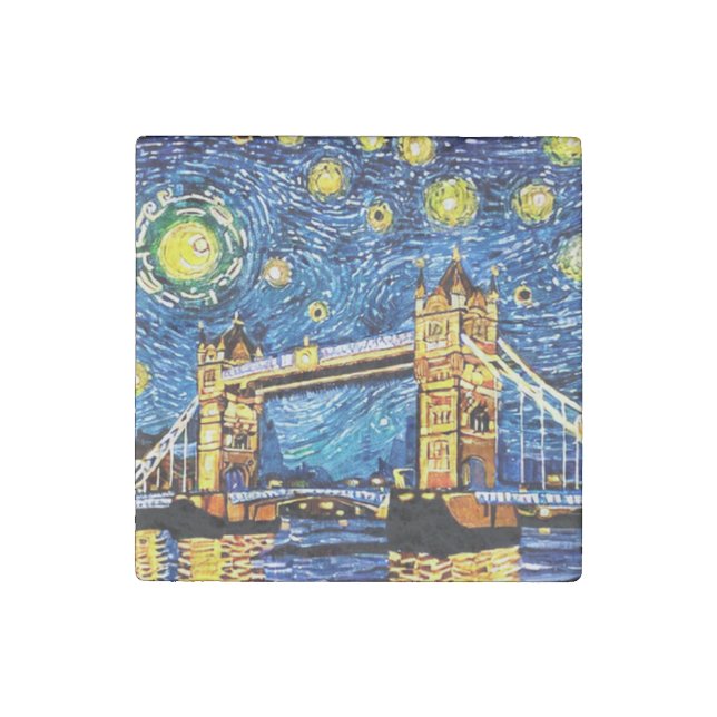Starry Starry Night London England Stone Magnet (Front)