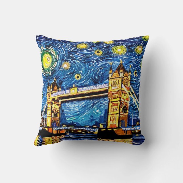 Starry Starry Night London England Throw Pillow (Back)