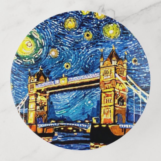 Starry Starry Night London England Trinket Tray (Front)