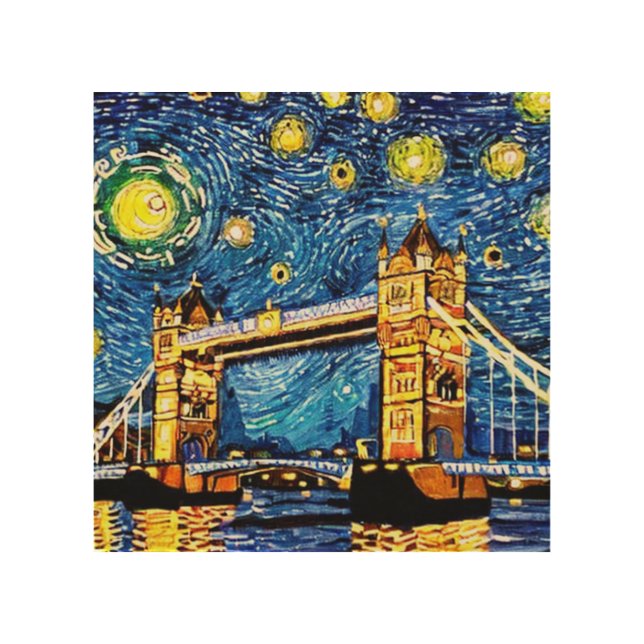Starry Starry Night London England Wood Wall Art (Front)