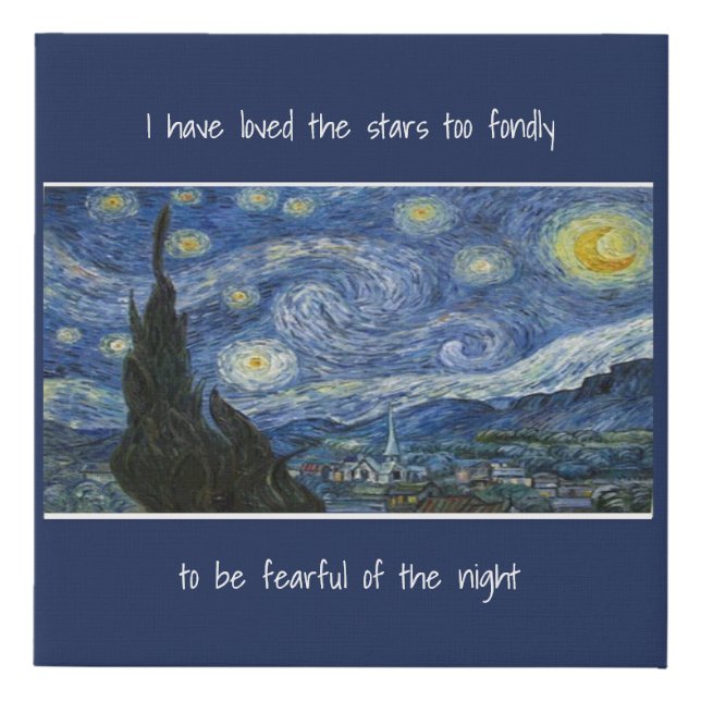 Starry Starry Night Loved the Stars Quote Faux Canvas Print (Front)