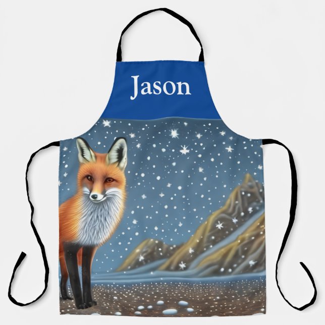 Starry Starry Night Storybook Fox Apron (Front)