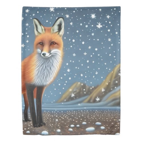 Starry Starry Night Storybook Fox Duvet Cover