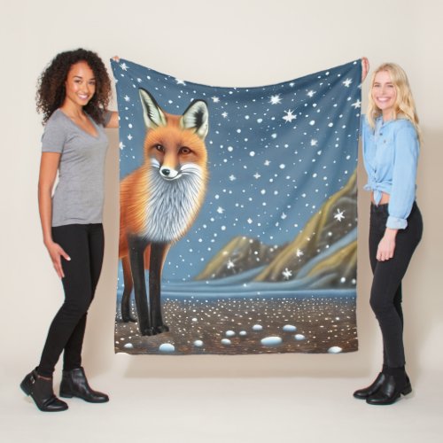 Starry Starry Night Storybook Fox Fleece Blanket