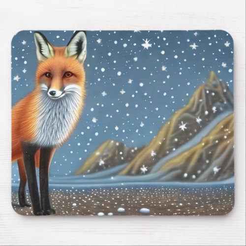 Starry Starry Night Storybook Fox Mouse Pad