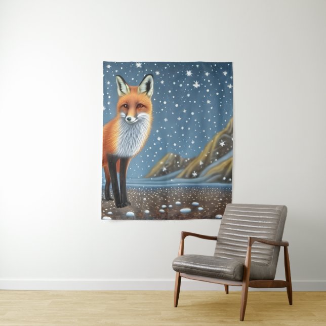 Starry Starry Night Storybook Fox Tapestry (In Situ)