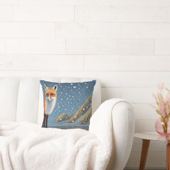 Starry Starry Night Storybook Fox Throw Pillow by CottageCountryDecor at Zazzle