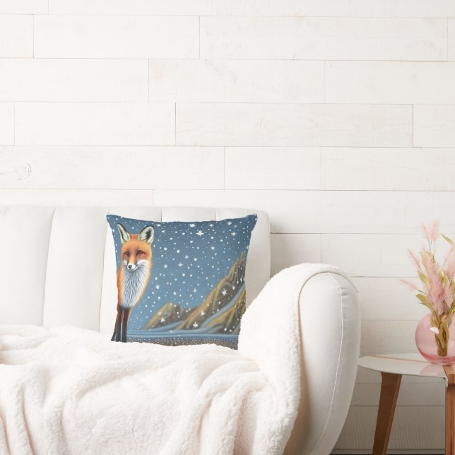 Starry Starry Night Storybook Fox Throw Pillow (Couch)