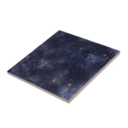 Starry Starry Night Watercolor Ceramic Tile