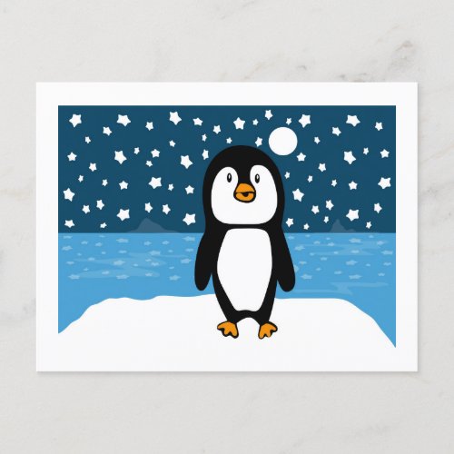 Starry Starry Penguin Holiday Postcard