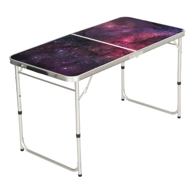 Starry Stars Outer Space Galaxy Planetary Pattern Beer Pong Table (Angled)