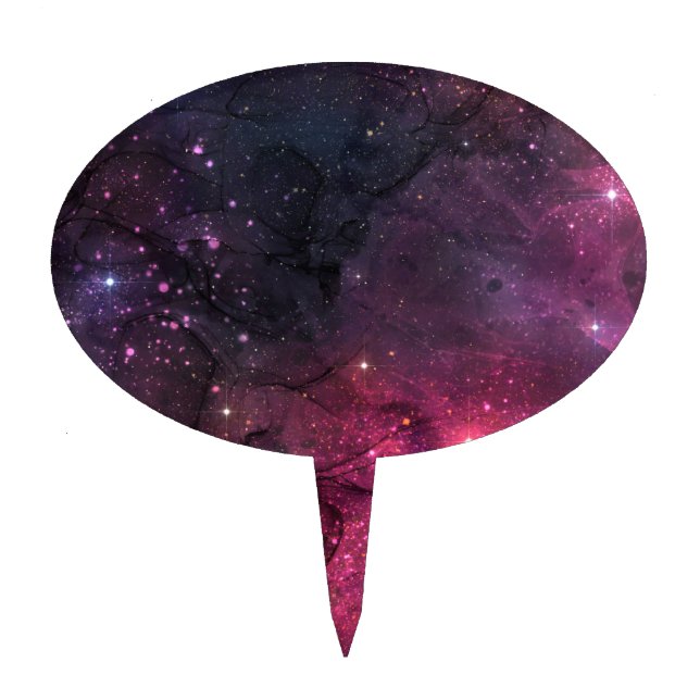 Starry Stars Outer Space Galaxy Planetary Pattern Cake Topper (Front)