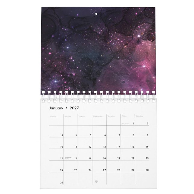 Starry Stars Outer Space Galaxy Planetary Pattern Calendar (Jan 2027)