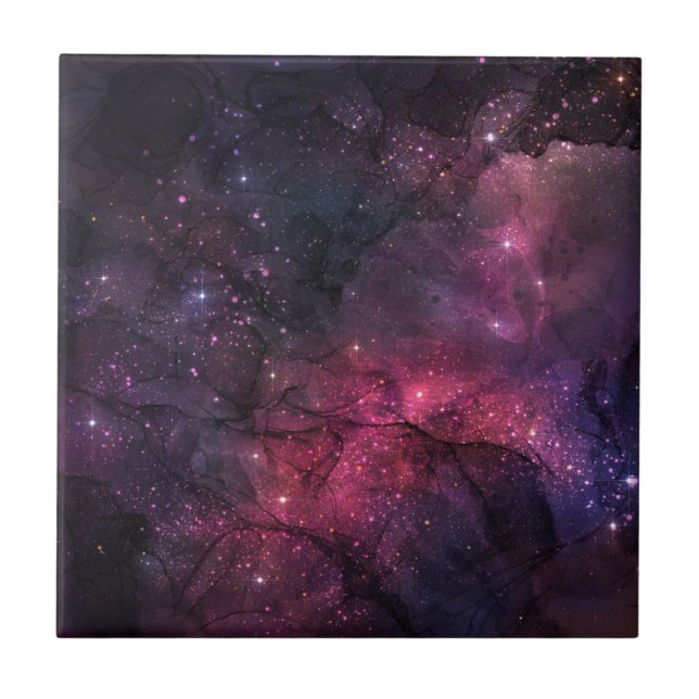 Starry Stars Outer Space Galaxy Planetary Pattern Ceramic Tile (Front)