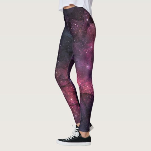 Starry Stars Outer Space Galaxy Planetary Pattern Leggings