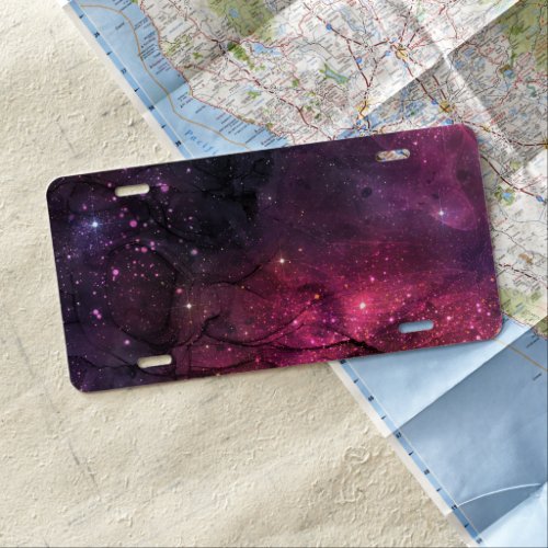 Starry Stars Outer Space Galaxy Planetary Pattern License Plate