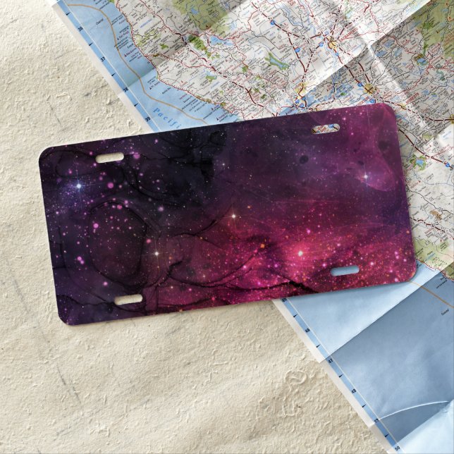 Starry Stars Outer Space Galaxy Planetary Pattern License Plate (In Situ)