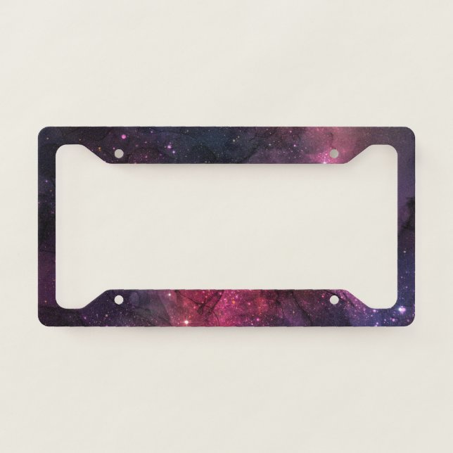 Starry Stars Outer Space Galaxy Planetary Pattern License Plate Frame (Front)
