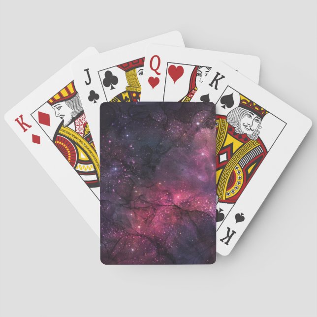 Starry Stars Outer Space Galaxy Planetary Pattern Poker Cards (Back)