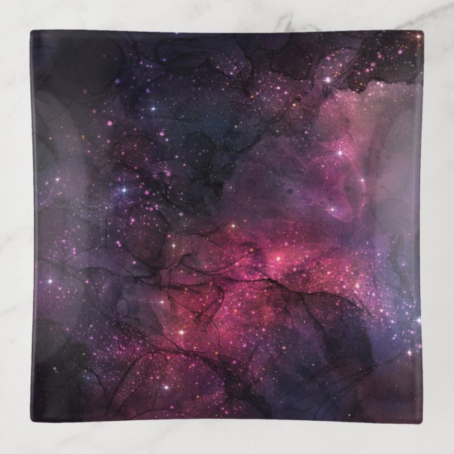 Starry Stars Outer Space Galaxy Planetary Pattern Trinket Tray (Front)