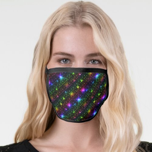 Starry Stripes Rainbow Sparkles Colorful Face Mask