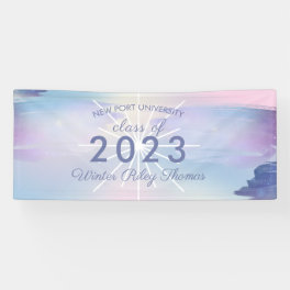 Starry Stylish Iridescent Pastel Graduation Party Banner