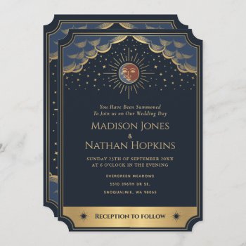 Starry Sun And Moon Tarot Card Wedding Invitation by ThePaperieGarden at Zazzle