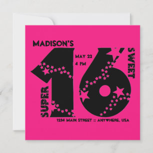 Starry Super Sweet 16 Invitation