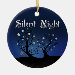 Starry Trees Silent Night Ceramic Ornament