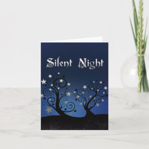 Starry Trees Silent Night Holiday Card