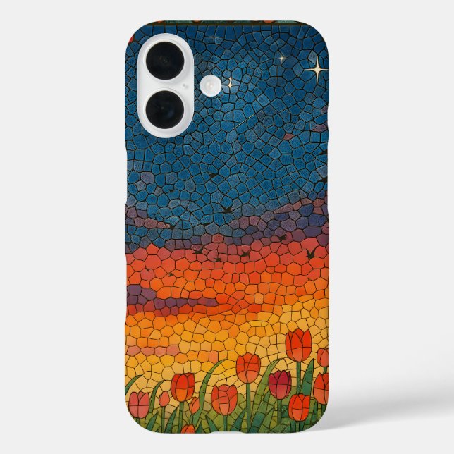 Starry Tulip Sunset Retro iPhone / iPad case (Back)