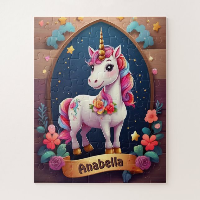 Starry Unicorn Dreams Personalized Jigsaw Puzzle (Vertical)
