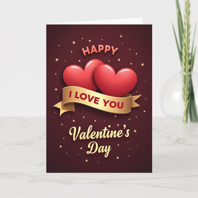 Starry Valentines Day Love Heart Card (Front)