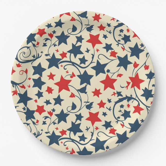 Starry Vintage Elegant 4th July Paper Plate (Front)
