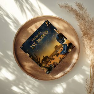 Starry Western Cowboy 1st Birthday Rodeo Napkins