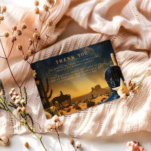 Starry Western Cowboy 1st Birthday Rodeo Thank You Card