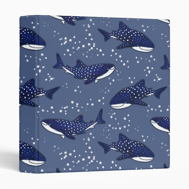Starry Whale Shark (Dark) 3 Ring Binder (Front/Spine)