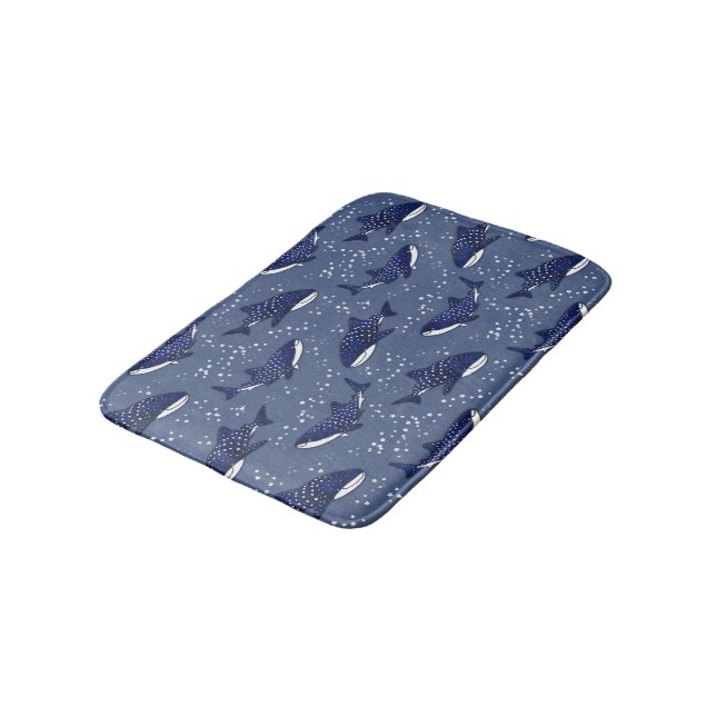 Starry Whale Shark (Dark) Bathroom Mat (Angled)