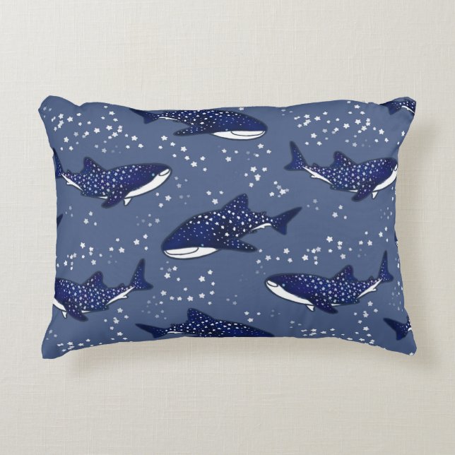 Starry Whale Shark (Dark) Decorative Pillow (Front)
