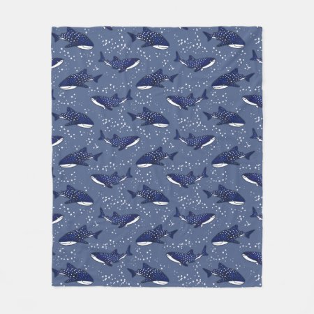 Starry Whale Shark (dark) Fleece Blanket