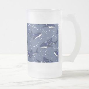 Starry Whale Shark (Dark) Frosted Glass Beer Mug