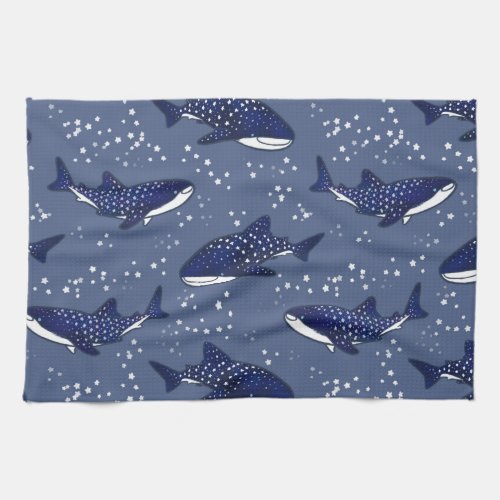 Starry Whale Shark Dark Kitchen Towel