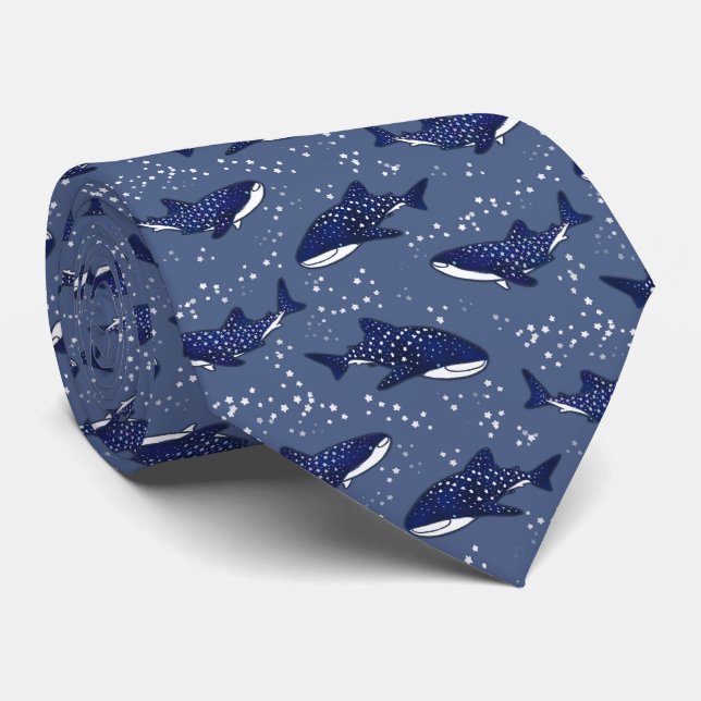 Starry Whale Shark (Dark) Neck Tie (Rolled)