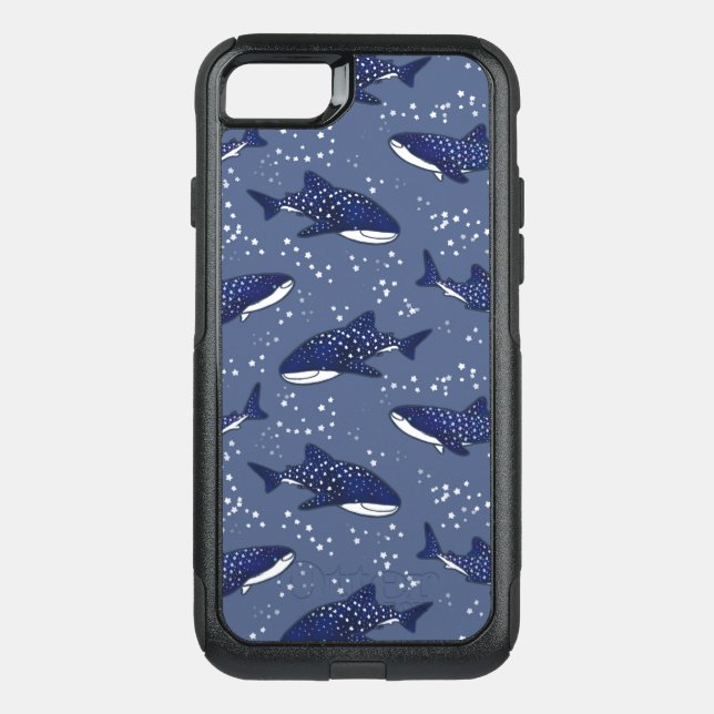 Starry Whale Shark (Dark) Otterbox iPhone Case (Back)